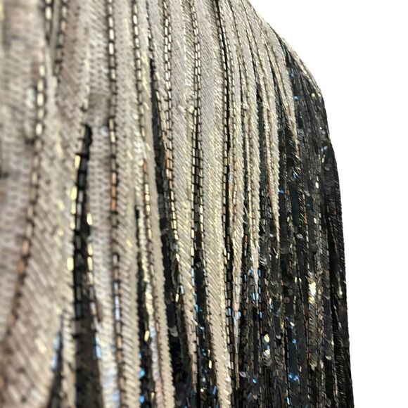 Bob Mackie Vintage Heavily Beaded & Sequin Black & Silver Stunning Dramatic Gown - Picture 5 of 16
